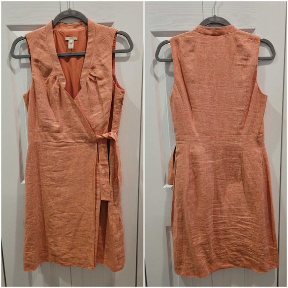 J.Crew Sleeveless Linen Dress Coral Size 6 - Picture 1 of 3